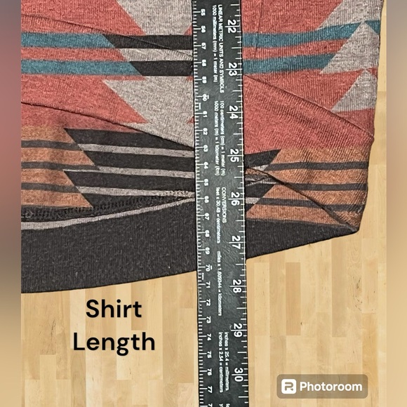 Enti Womens Southwest Tunic Hoodie Medium Gray Knit Drawstring Pullover Pockets - Picture 6 of 7